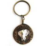 Elephant image on antique brass disc with keyring attachment - KR01