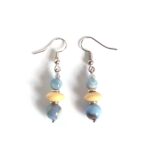 Blue/grey agates and cream wood earrings