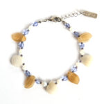 White agate petal shaped drop bracelet, with Czech glass leaves