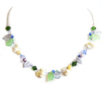 Necklace inspired by Agapanthus hues. Freshwater pearls, Czech and other glass, gemstone chips