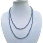 Purple and green double layer twisted seed bead necklace - NWAG03